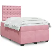 vidaXL Boxspringbett mit Matratze Rosa 120x200 cm Samt