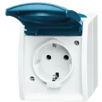 Busch-Jaeger 2083-0-0818, CEE 7/3, Blau, Weiß, IP44, 250 V, 16 A, 74 mm