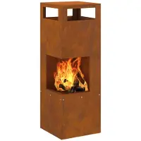 vidaXL Feuerstelle Braun 35 x 35 x 100 cm Wetterfeststahl