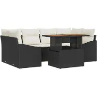 vidaXL Garten-Sofa-Set 7 stk. Schwarz Poly Rattan