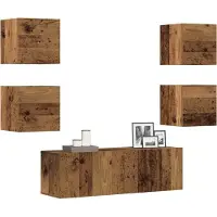 vidaXL 5-tlg. TV-Schrank-Set Wandmontage Altholz-Optik Holzwerkstoff