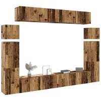 vidaXL 8-tlg. TV-Schrank-Set Wandmontage Altholz-Optik Holzwerkstoff