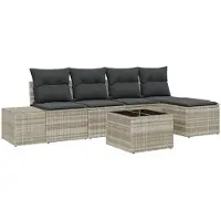 vidaXL Sofa Set 6 stk. Hellgrau [Synthetisch]: Poly Rattan