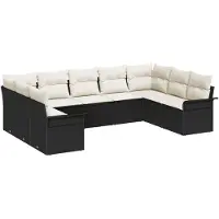vidaXL Gartensofa-set mit Kissen Schwarz Poly-Rattan