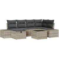 vidaXL Gartensofa-set 7 stk. Hellgrau Poly-Rattan