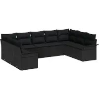 vidaXL Gartensofa-set mit Kissen Schwarz Poly-Rattan