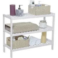 Songmics Bambus Schuhregal, 3-stufiges Aufbewahrungsregal, 70 x 26 x 55 cm (B x T x H), ideal für Flur, Badezimmer, Wohnzimmer und Korridor, weiß LBS13W