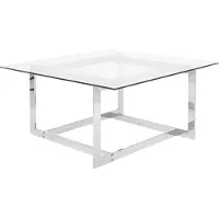Beliani Couchtisch Silber Transparent 80 x 80 cm Glasplatte Poliert Glänzende Metallgestell Quadratisch Modern