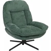 Mendler Relaxsessel MCW-P32, Fernsehsessel Nosagfederung Polstersessel, drehbar Metall Stoff/Textil Chenille (370 g/m²) grün