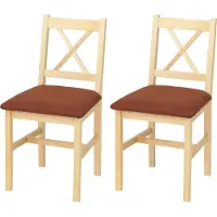 MCW 2er-Set Esszimmerstuhl MCW-F77, Lehnstuhl Küchenstuhl Stuhl, Massiv-Holz Stoff Landhaus natur Polster terrakotta