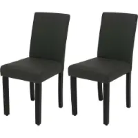 Mendler 2er-Set Esszimmerstuhl MCW-O65d, Küchenstuhl Polsterstuhl Lehnstuhl, Kunstleder dunkelgrau