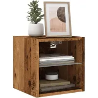 vidaXL TV-Wandschrank mit LED-Leuchten Altholz-Optik 30x28,5x30 cm