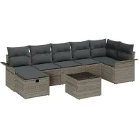 vidaXL Gartensofa-set 8 stk. Grau Poly-Rattan