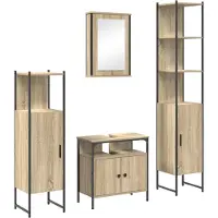 vidaXL Badezimmermöbel-Set 4 stk. Sonoma-Eiche 33 x 33 x 185,5 cm