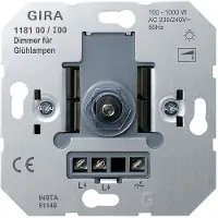Gira 1181 00, Dimmer, Eingebaut, Tasten, Drehregler, Grau, 230/240 V, 50 Hz