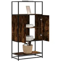 vidaXL Highboard Räuchereiche 68x35x139 cm Holzwerkstoff und Metall