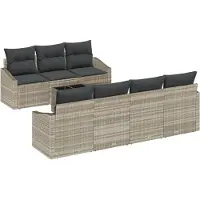 vidaXL Sofa Set 8 Stk. Hellgrau [Synthetisch]: Poly Rattan