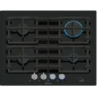 Siemens iQ700 ER6A6PH40, Schwarz, Integriert, 59 cm, Gaskochfeld, Gehärtetes Glas, 4 Zone(n)