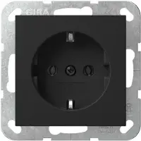 GIRA Giersiepen 4466005 SCHUKO-Steckdose o.Krallen System 55 Schwarz matt (lackiert)