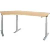 Schäfer Shop Winkelschreibtisch ERGO-T 2.0, elektrisch höhenverstellbar, 135° Winkel links, T-Fuß, B 2185 mm, Ahorn/weißalu