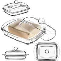 Kadax Butterdose, Butterdose mit Deckel für Butter, Glasbehälter 16 cm, klassisch