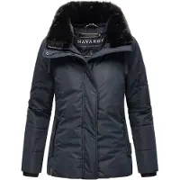 NAVAHOO Winterjacke "Frostii XIV" ohne Kapuze modische Damen Winter Steppjacke mit Kunstfellkragen