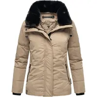 NAVAHOO Winterjacke "Frostii XIV" ohne Kapuze modische Damen Winter Steppjacke mit Kunstfellkragen
