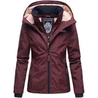 MARIKOO Damen Übergangsjacke Erdbeere mit Doppelkragen & Fleece-Innenfutter