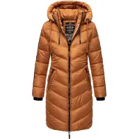 MARIKOO Damen Winter Steppjacke – Armasa, lang mit Kapuze & Teddyfell