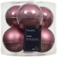 Décoris Weihnachtskugeln aus Glas d8 cm vintage rosa 6 Stück