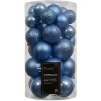 Décoris Weihnachtskugelnmix Kunststoff d6 cm himmelblau 30 Stk.
