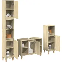 vidaXL 3-tlg. Badmöbel-Set Sonoma-Eiche Holzwerkstoff