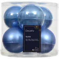 Décoris Weihnachtskugeln Glas d8 cm himmelblau 6 Stück