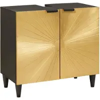 vidaXL Waschbeckenunterschrank Schwarz und Gold 62 x 33 x 58 cm