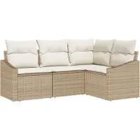 vidaXL Sofa Set 4 stk. Beige [Synthetisch]: Poly Rattan