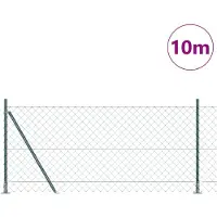 vidaXL Maschendrahtzaun mit Betonsockel 10 x 1 m Grün Netz
