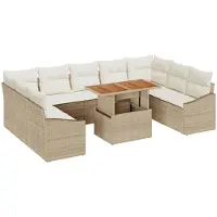 vidaXL Gartensofa-set 10 Stk. Beige und Creme