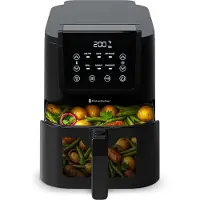 Kitchenbrothers Airfryer XL - 5L - 1500W - Heißluftfritteuse - 60ºC bis 200ºC - Kleines Design - Extra leise - 6 Kochprogramme - Schwarz
