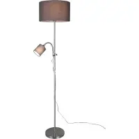 RL Stehleuchte OWEN Flexarm mit Leselicht Silber & Stoffschirm in Grau - R40192007
