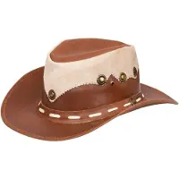 Infinity Leather Australischer Cowboy-Outback-Buschhut aus echtem Leder und Wildleder im australischen Western-Stil