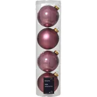 Décoris Weihnachtskugeln Glas d10 cm Vintage-Rosa 4 Stück