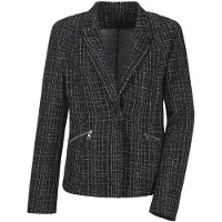 Goldner Kurzgröße: Eleganter Baumwollblazer, Karomuster in schwarz / gemustert | Gr.: 22