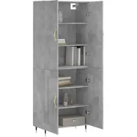 vidaXL Highboard Betongrau 69,5x34x180 cm Holzwerkstoff