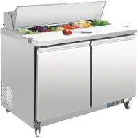 Polar U-Serie Doppeltür Saladette mit Vorbereitungstheke und Kühlschrank 405Ltr