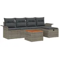 vidaXL Gartensofa-set 6 stk. Grau Poly-Rattan