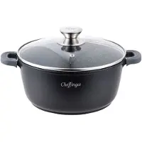 Cheffinger Aluguss Kochtopf 32 cm – 10 L Suppentopf Schmortopf Antihaftbeschichtung Glasdeckel Induktion