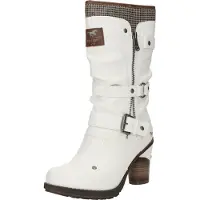 Mustang Damen Stiefel mit Zierreißverschluss 15M0162001, Größe:39 EU, Farbe:Weiß