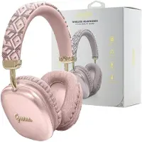 GUESS Bluetooth 5.3 Wireless Headset Kopfhörer On Ear Script Metal Logo Rosa