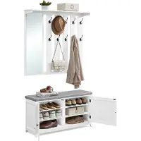 Vasagle Schuhbank Wandgarderobe Set mit 10 Doppelhaken 101 cm breit LSC011W01