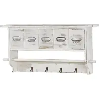 Mendler Garderobe HWC-C49, Wandgarderobe Wandregal, Vintage mit 5 Schubladen 32x65x13cm Shabby Look, weiß